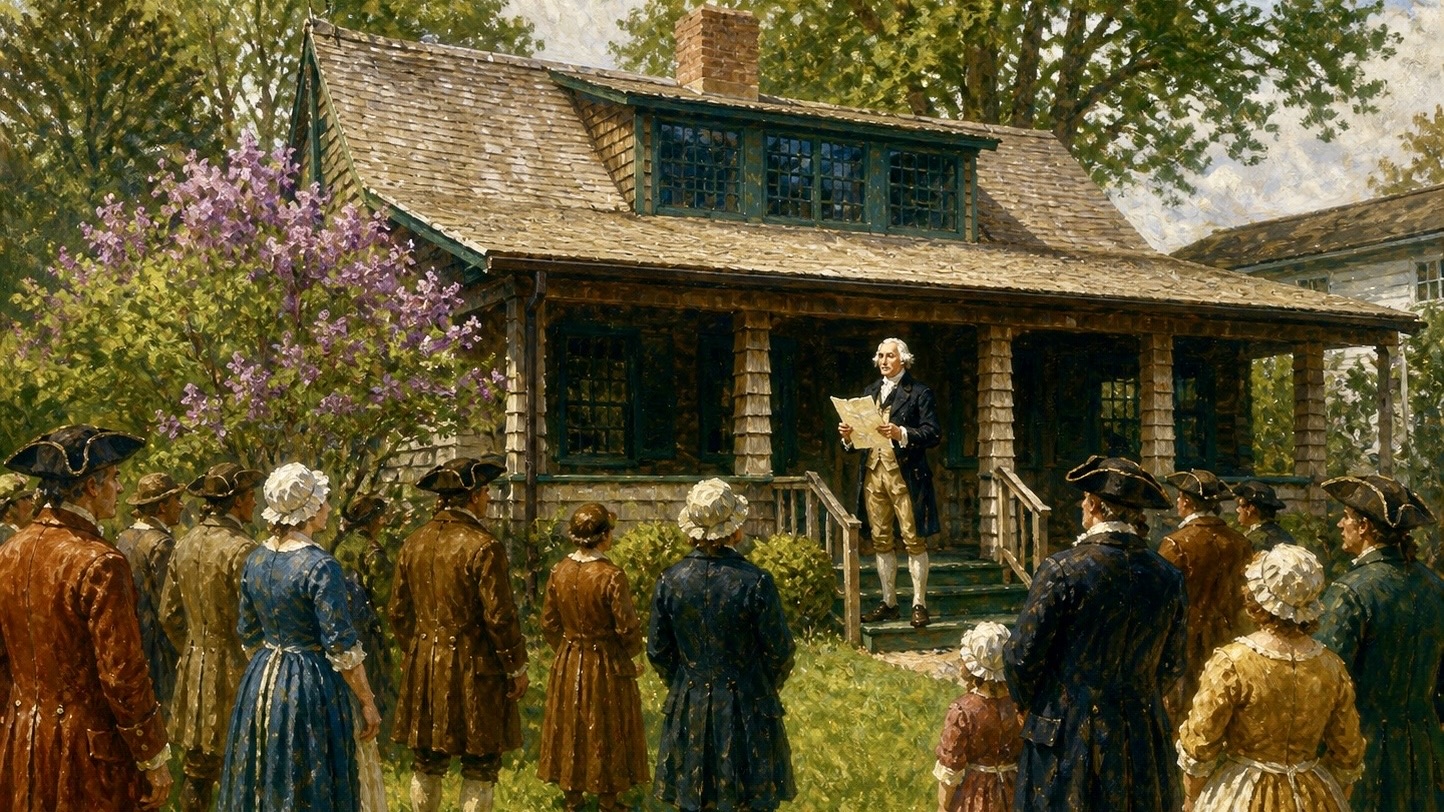 Thomas Jefferson reading the Declaration of Independence on the porch of the Annie Cooper Boyd House